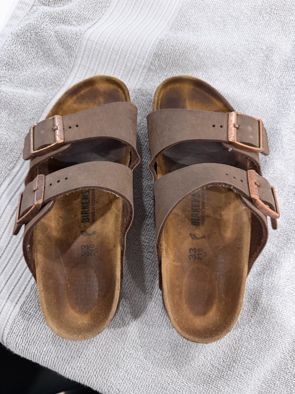 Birkenstock Brown Suede Double-Strap Slides